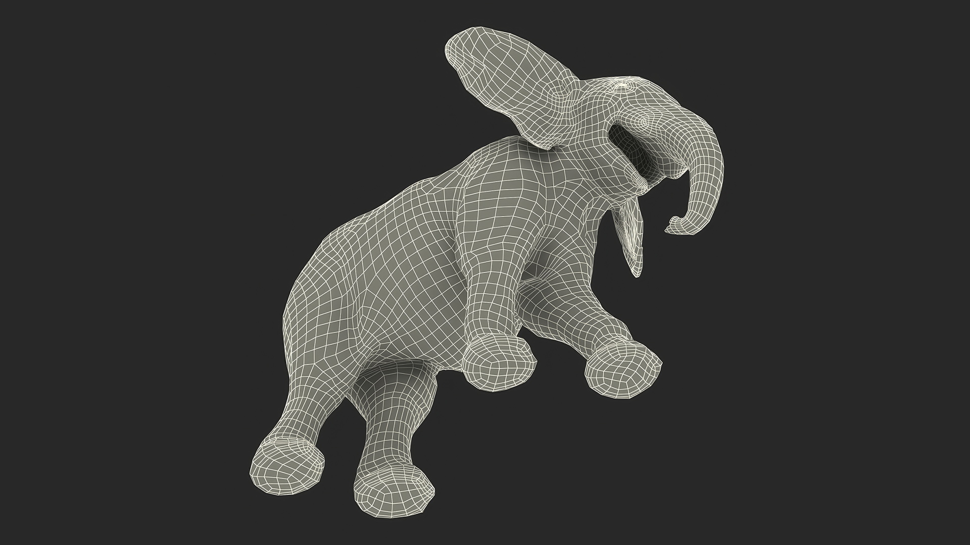 3D Young Elephant Walking with Fur