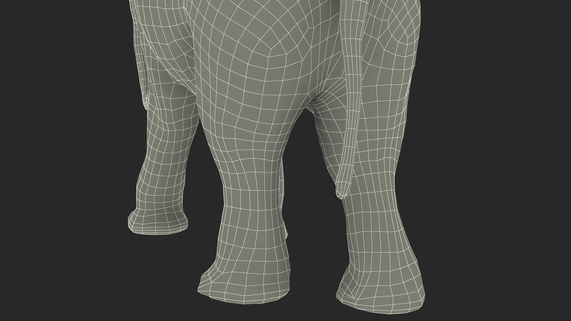 3D Young Elephant Walking with Fur