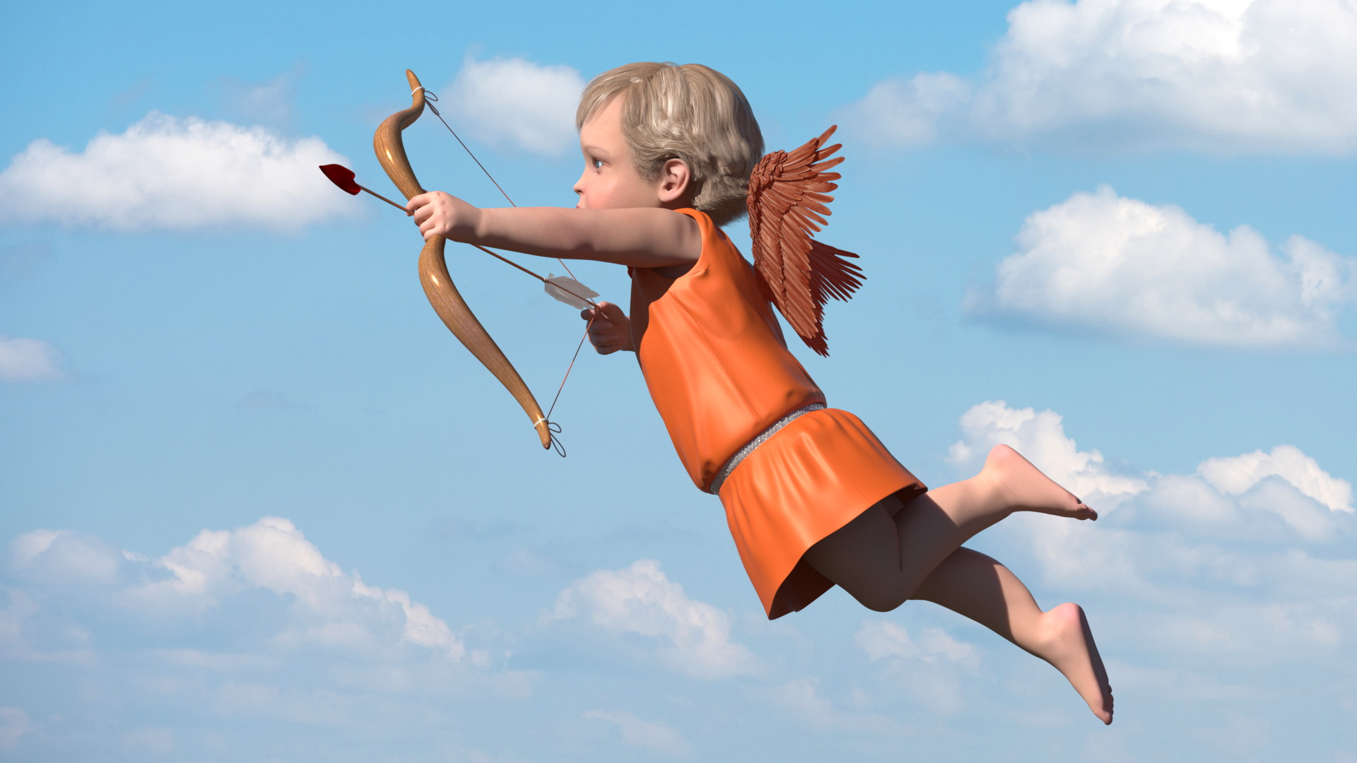 3D Cupid Boy Flying