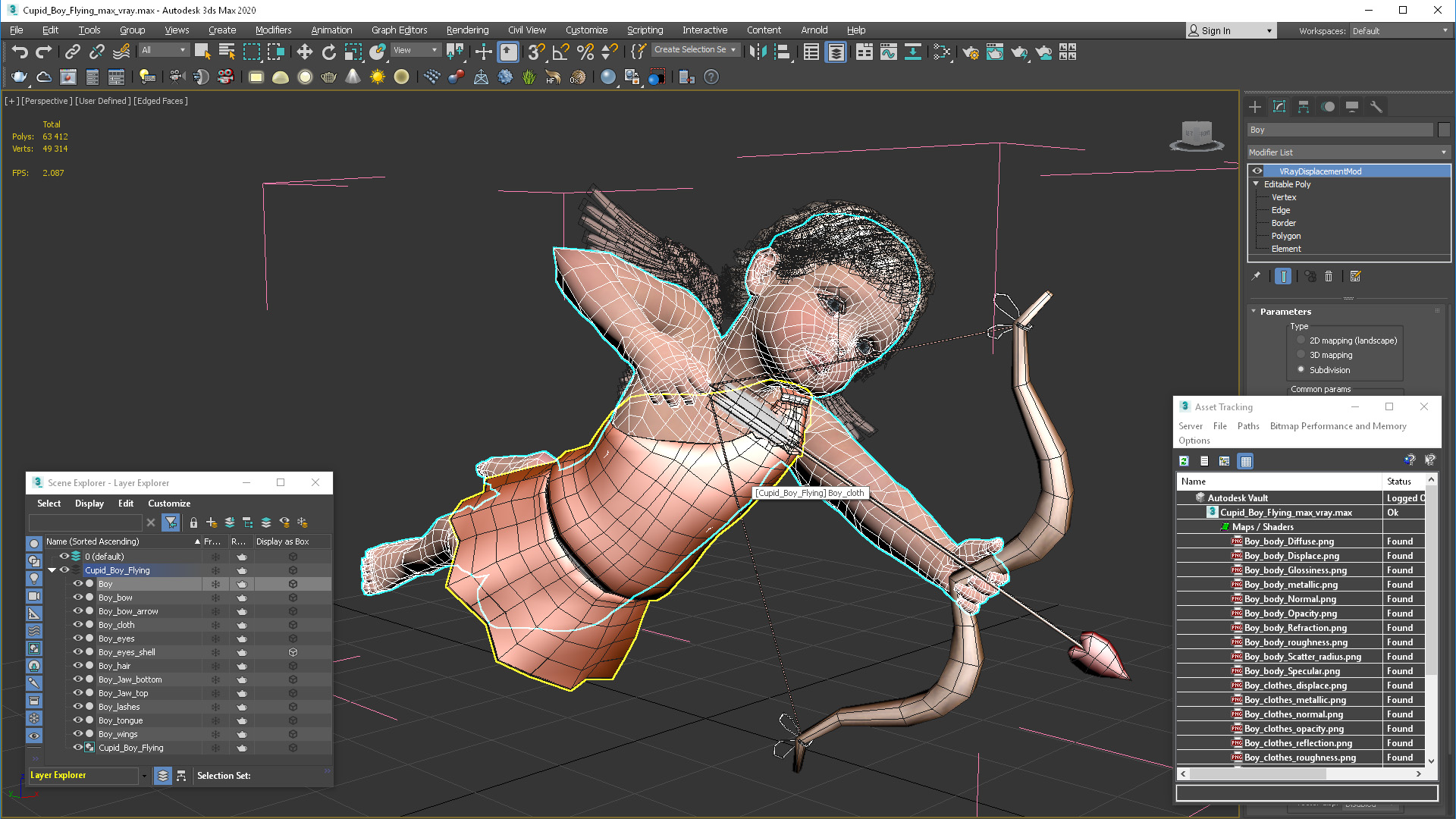 3D Cupid Boy Flying