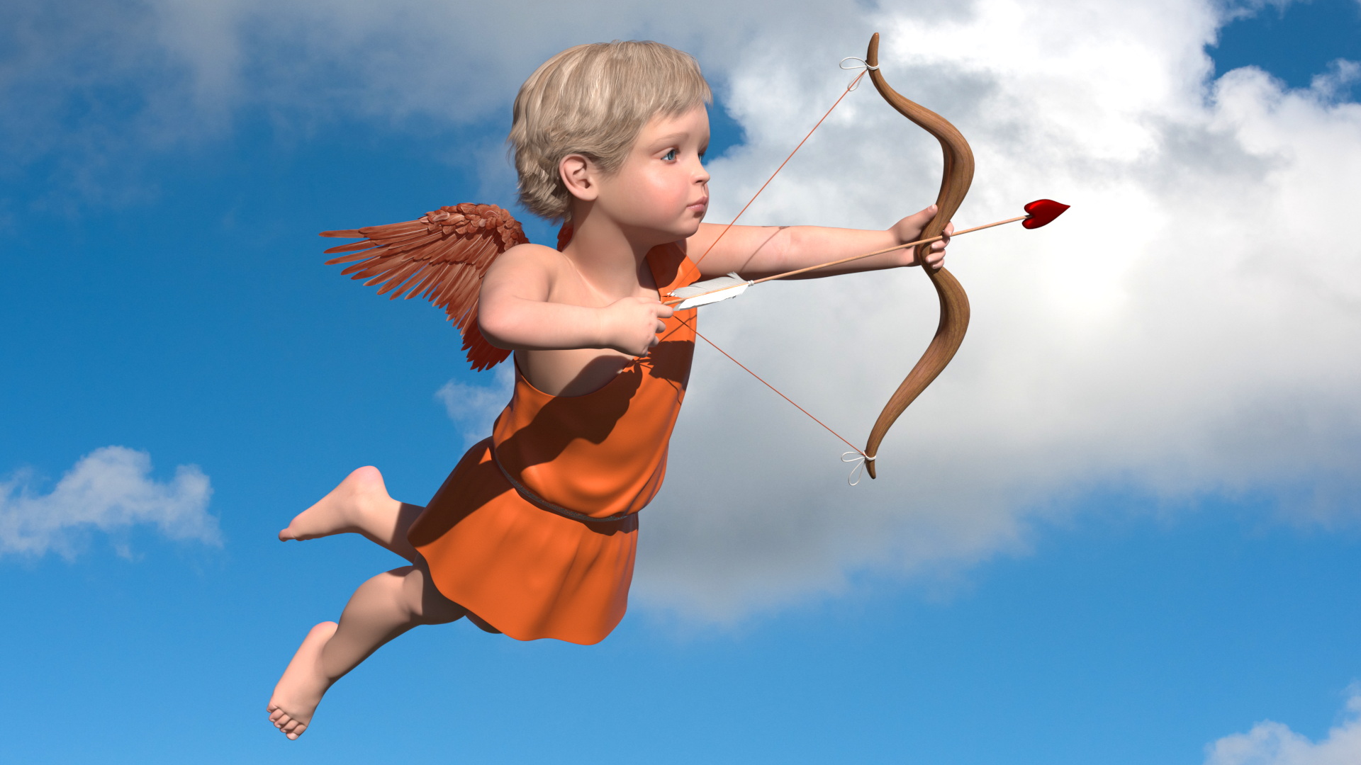 3D Cupid Boy Flying