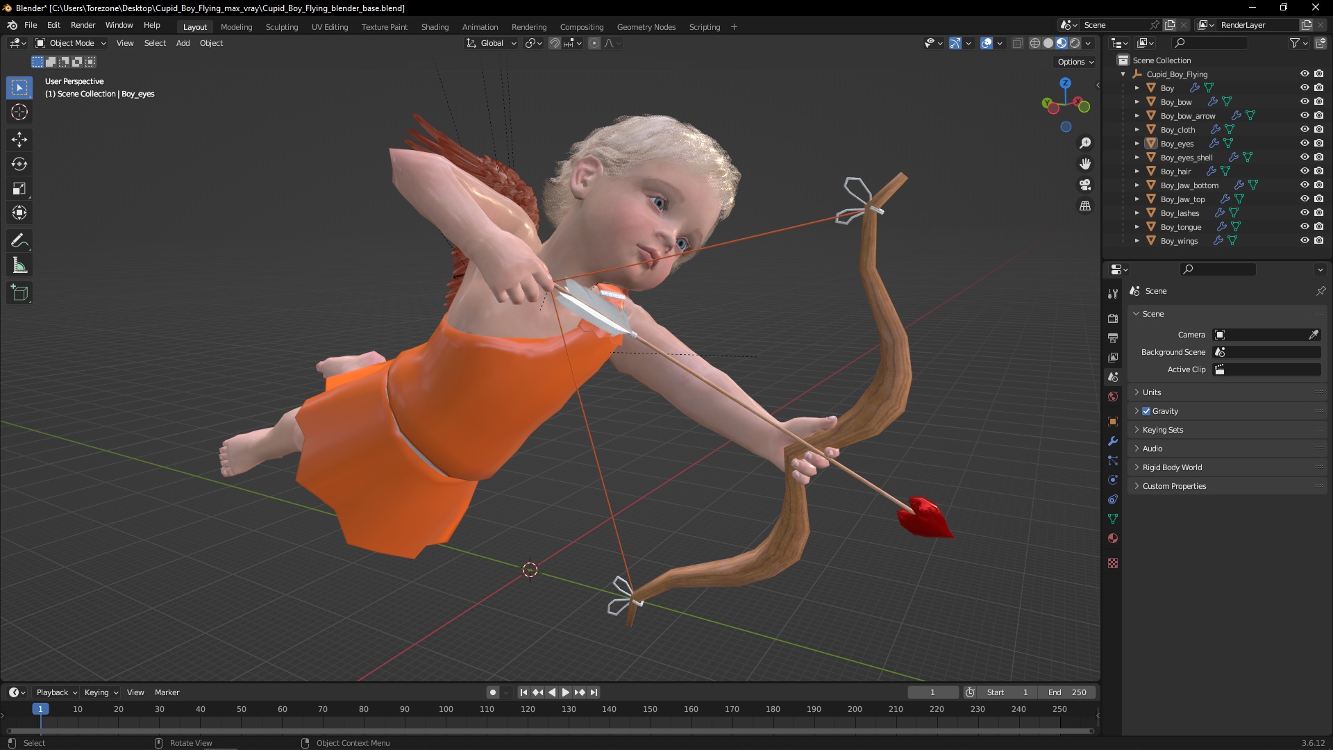 3D Cupid Boy Flying