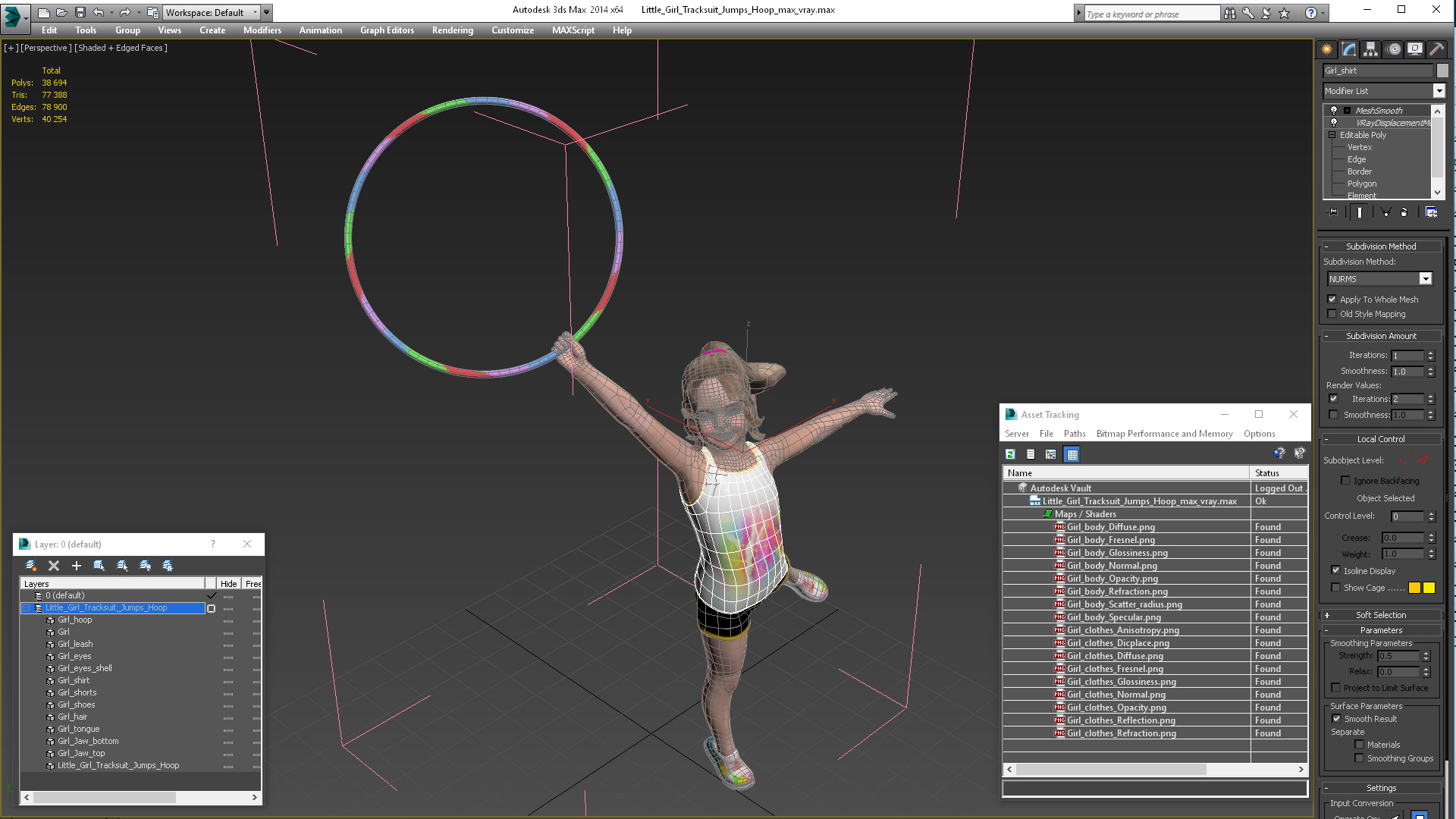 Little Girl Tracksuit Jumps Hoop 3D