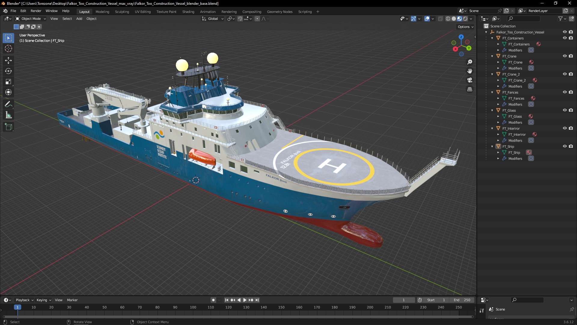 3D model Falkor Too Construction Vessel