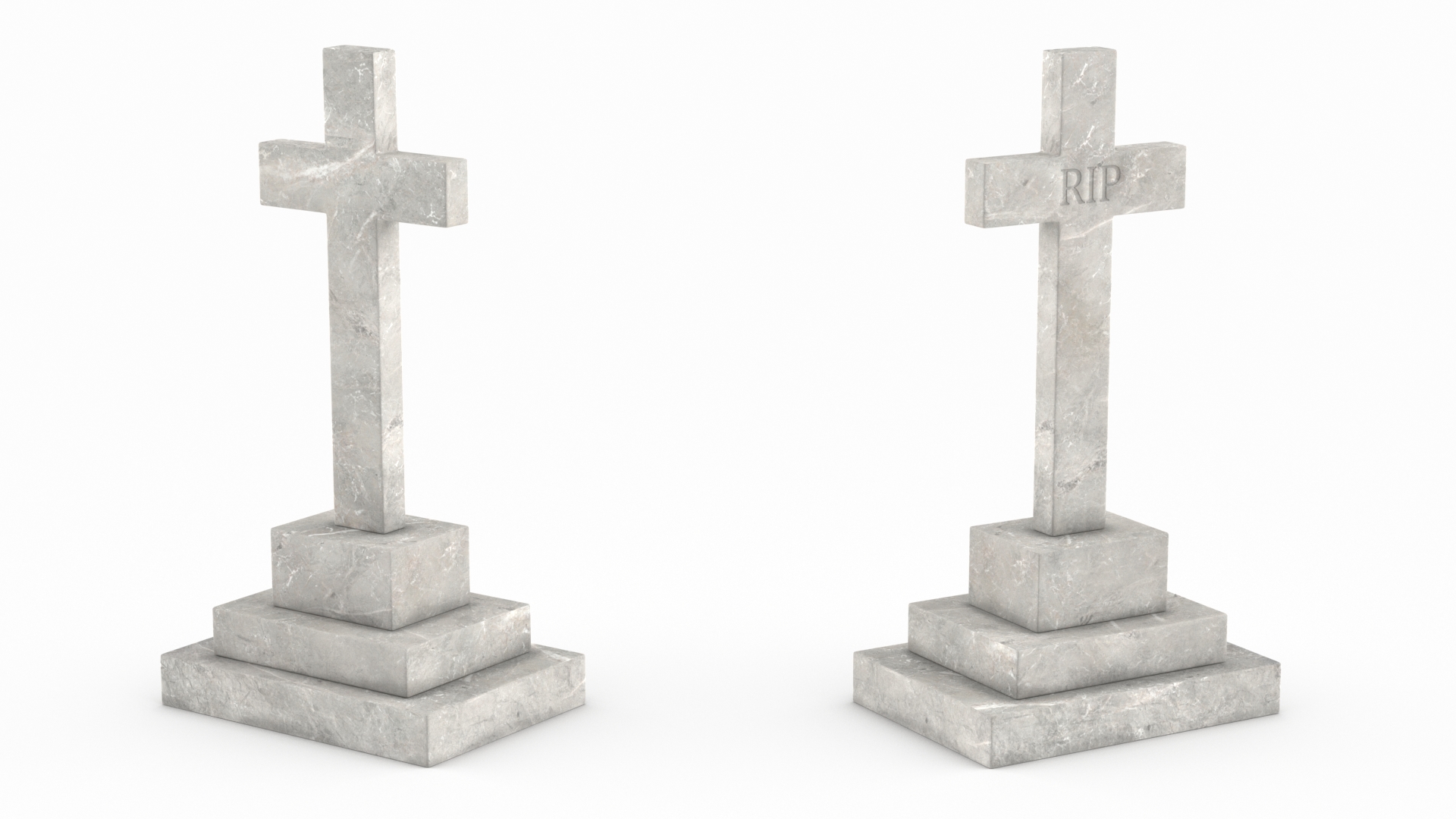 3D Marble Cross Memorial