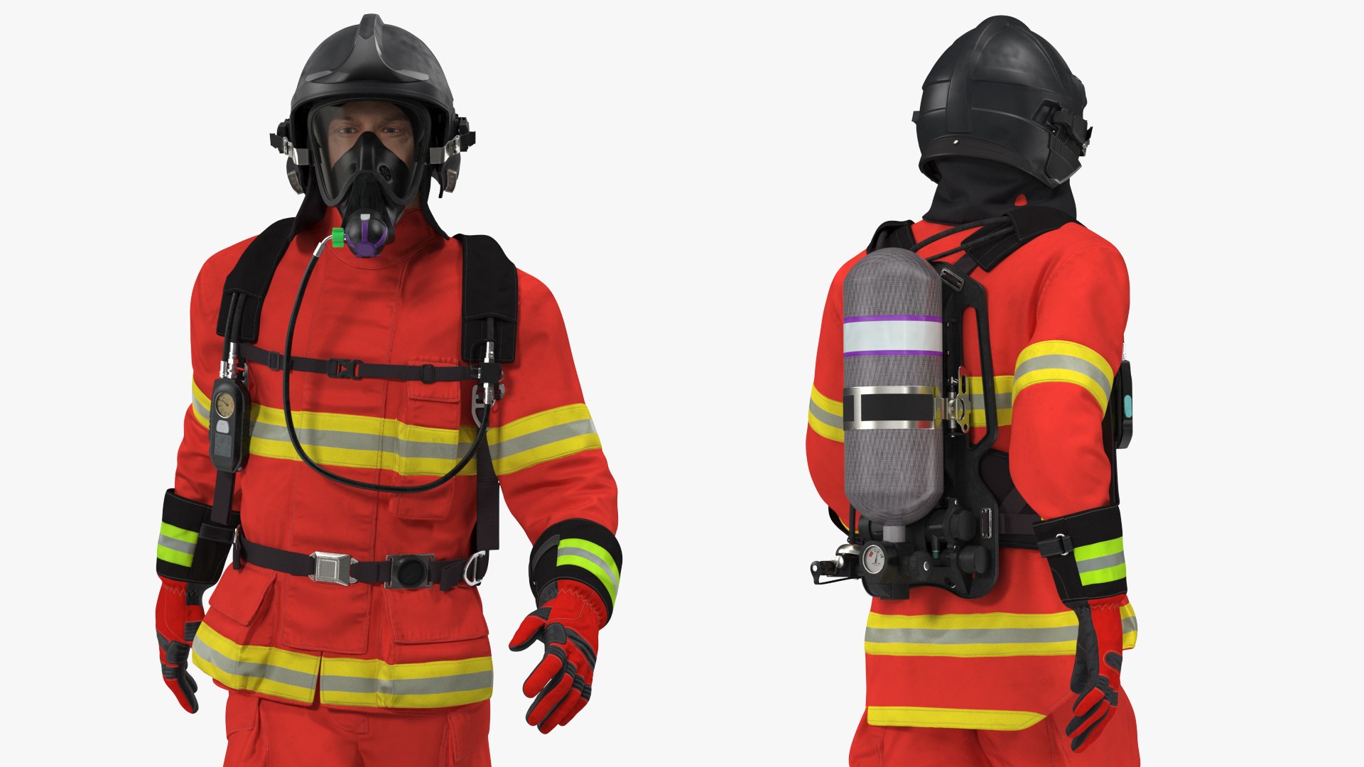 3D Firefighter Rescuer Rigged