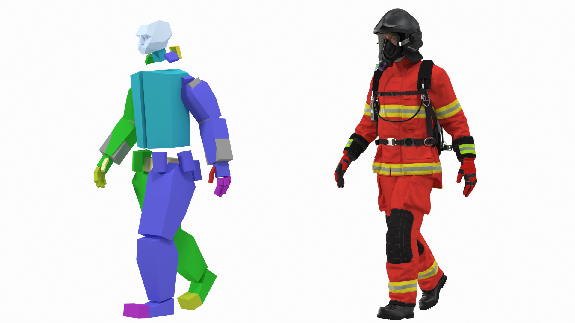 3D Firefighter Rescuer Rigged