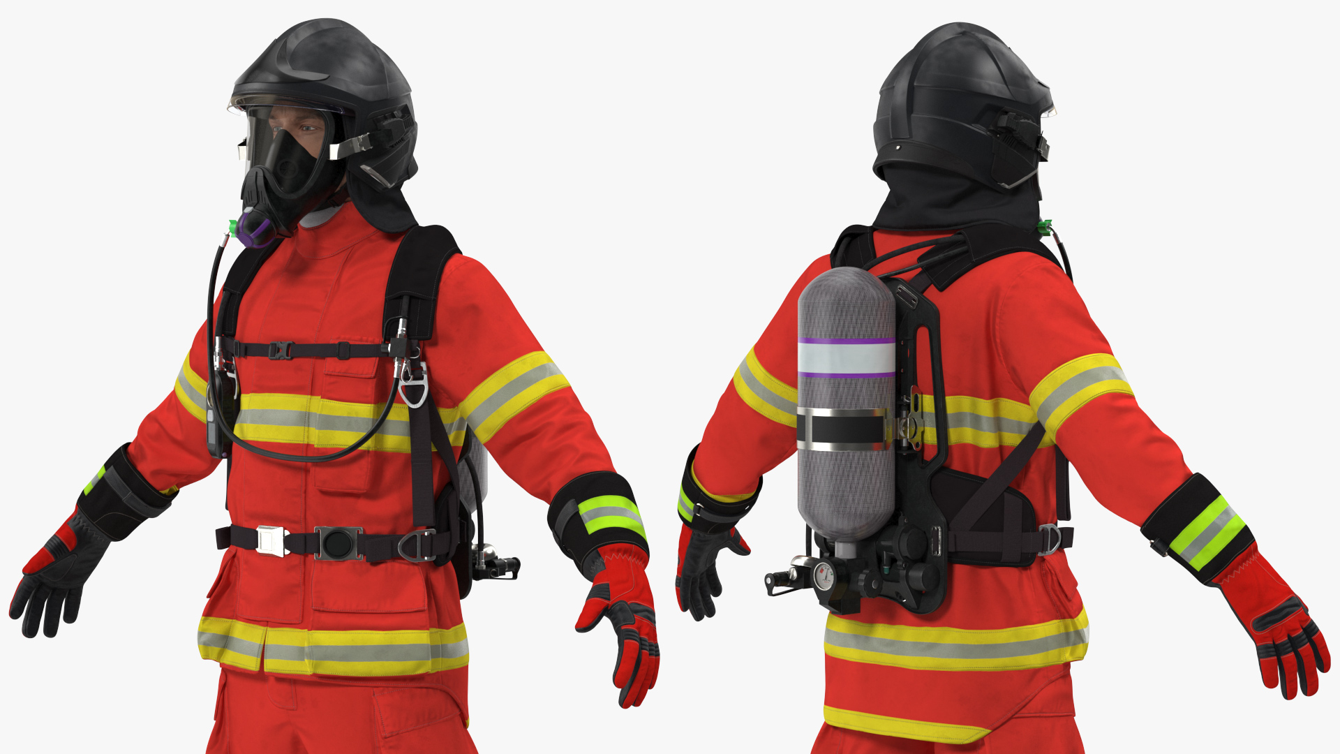 3D Firefighter Rescuer Rigged