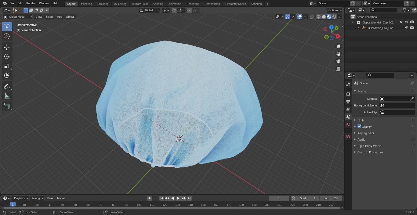 Disposable Hair Cap 3D model