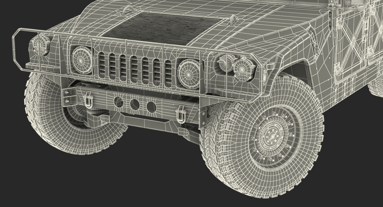 3D HMMWV TOW Missile Carrier M966 Camo Simple Interior