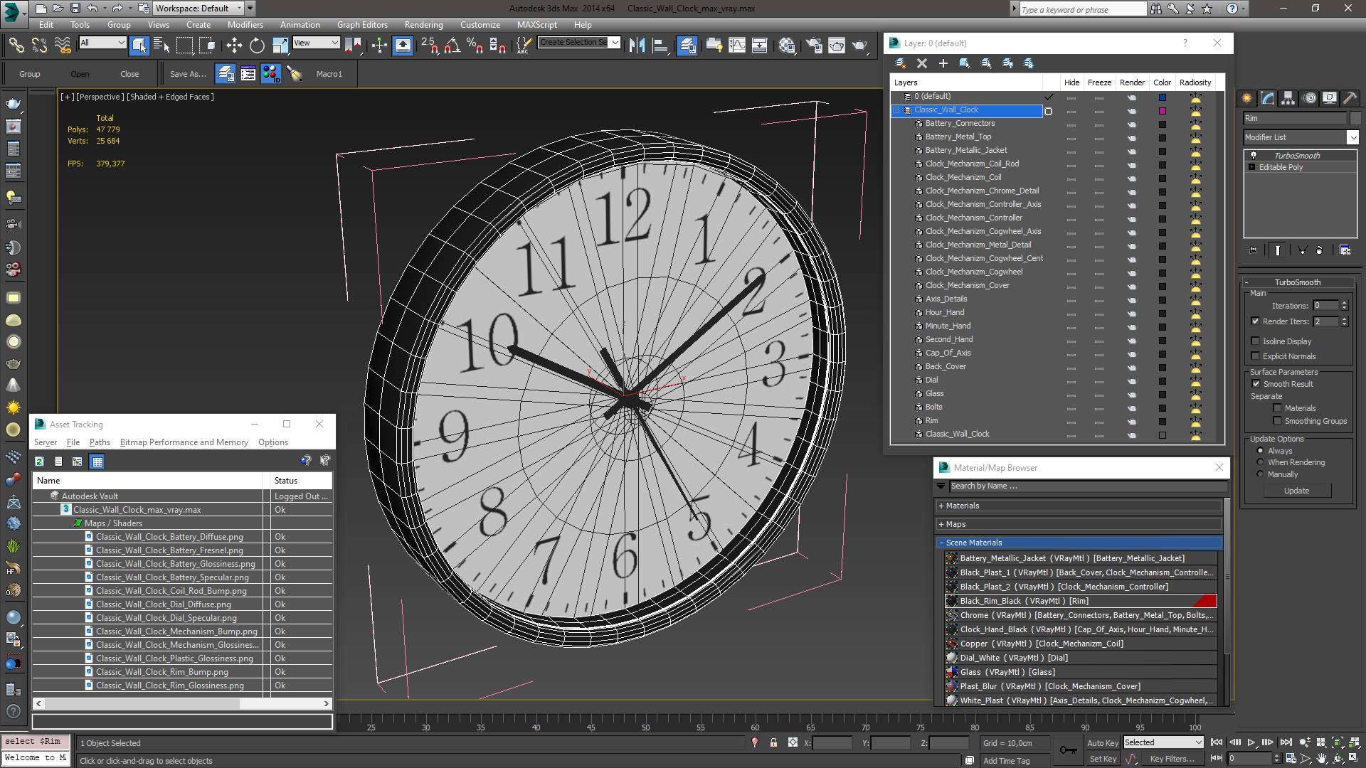 3D Classic Wall Clock model