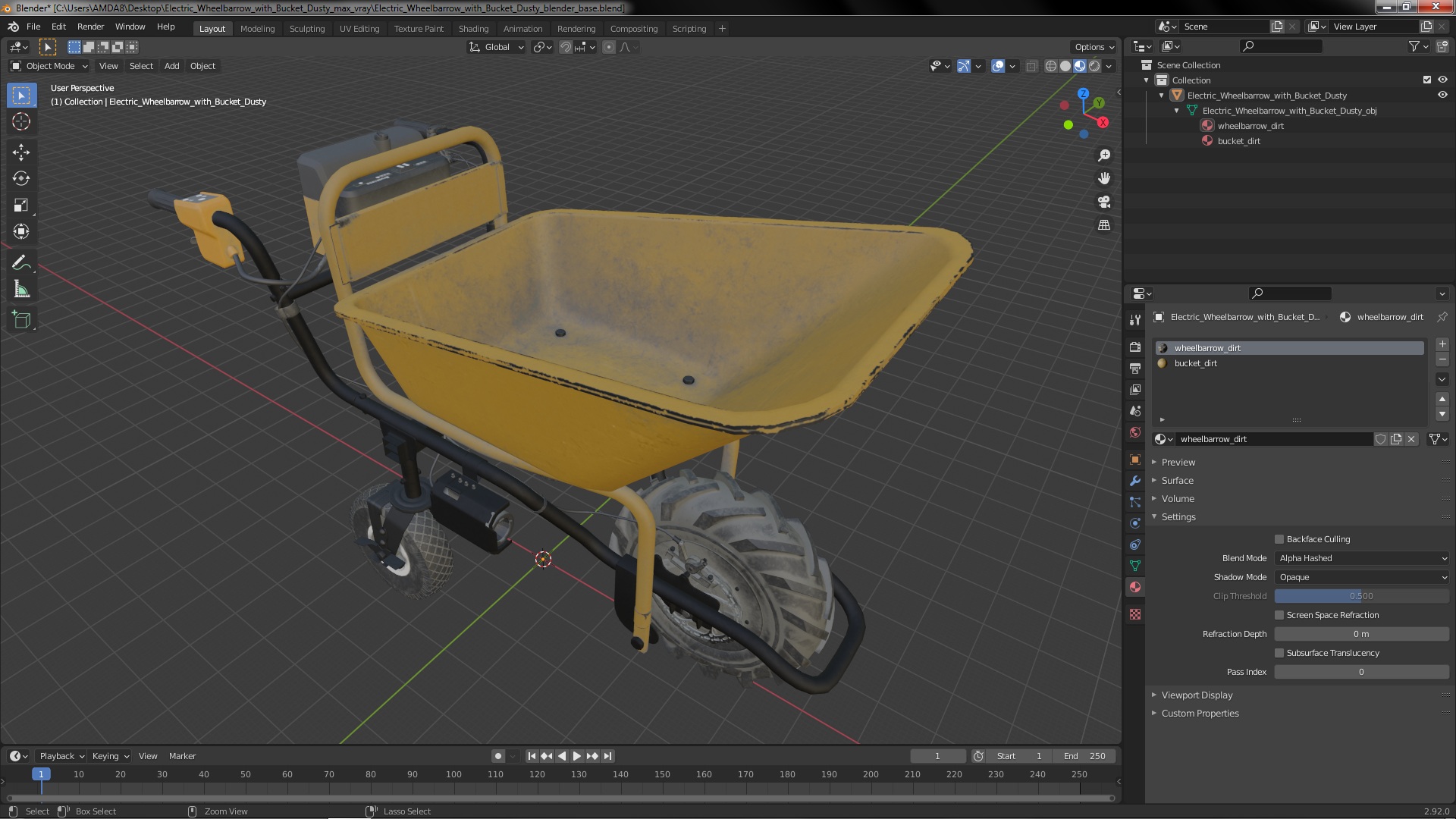 3D Electric Wheelbarrow with Bucket Dusty model