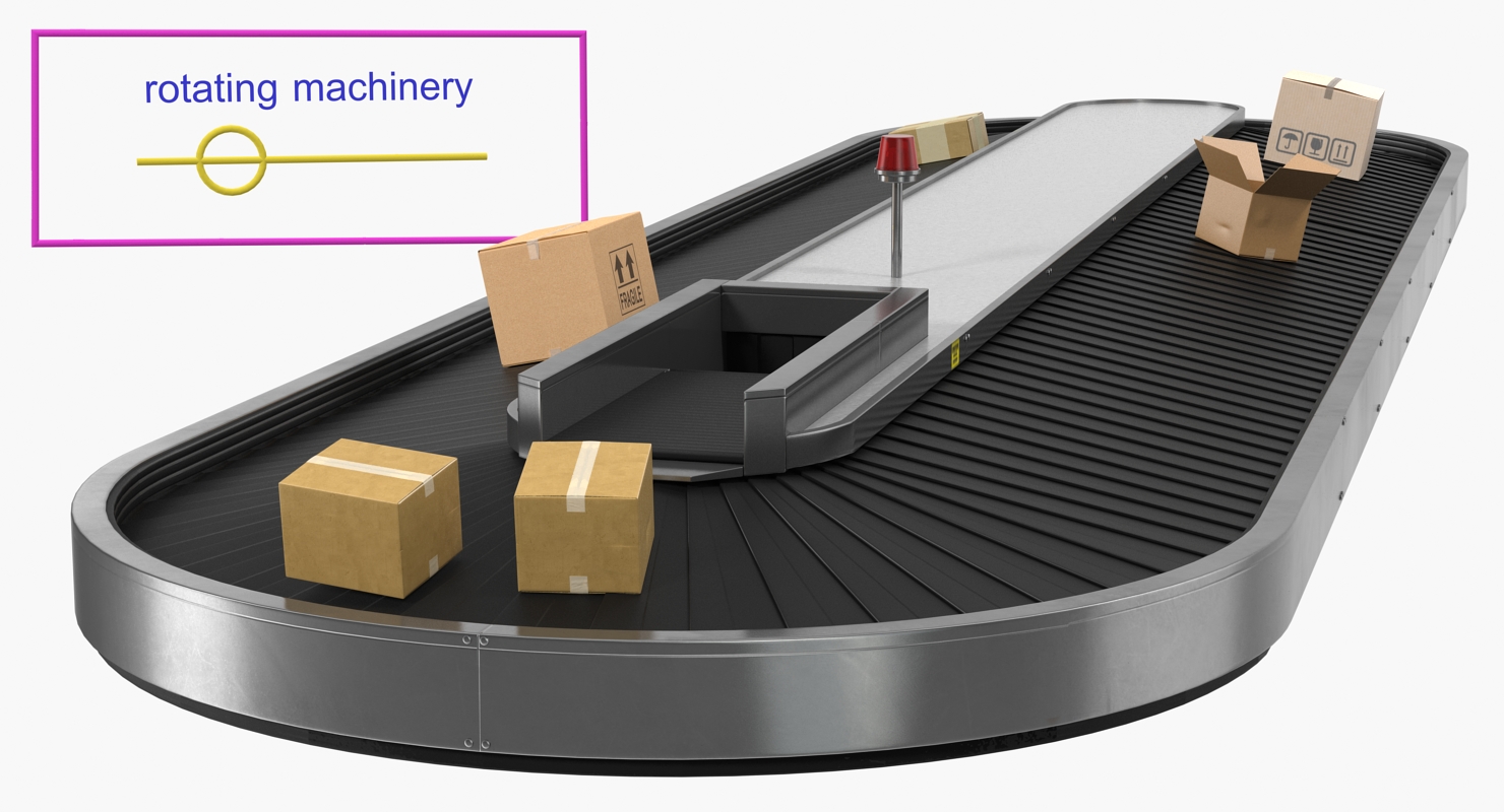 3D Belt Conveyor with Cardboard Boxes Rigged