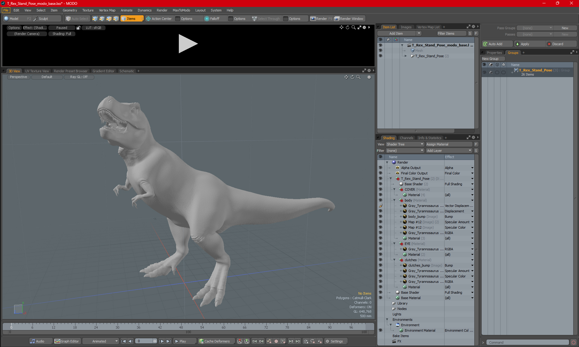 3D T Rex Stand Pose