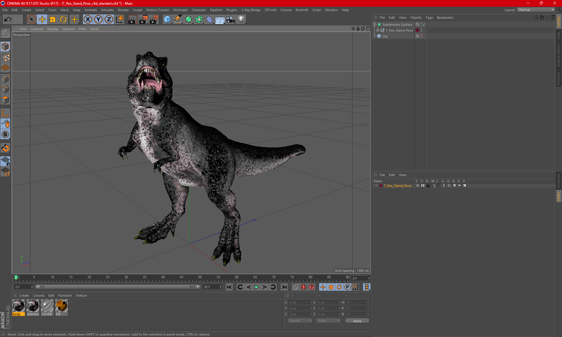 3D T Rex Stand Pose