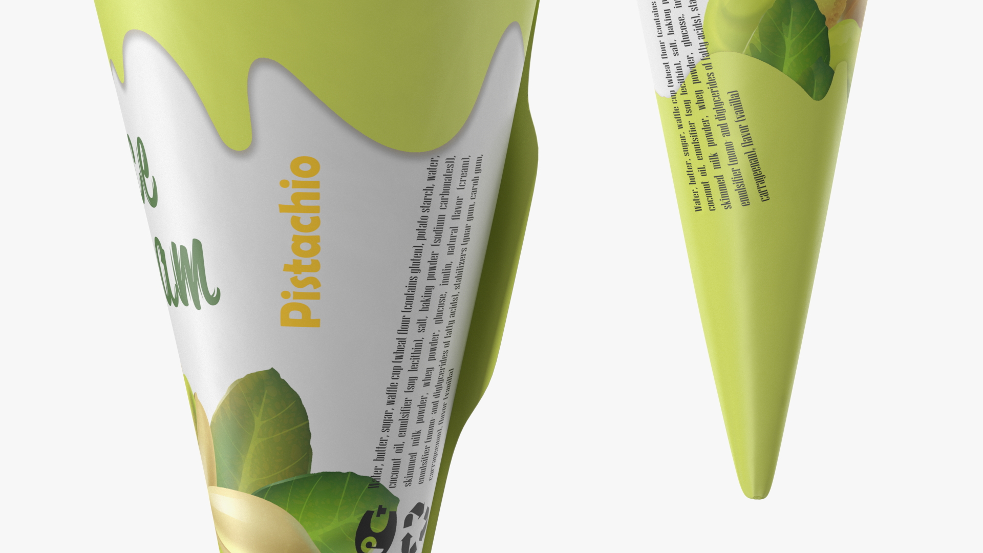 Cone Ice Cream Package Mockup Pistachio 3D model