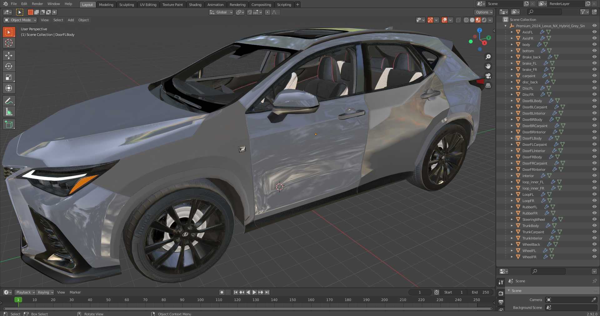 Premium 2024 Lexus NX Hybrid Grey Simple Interior 3D model