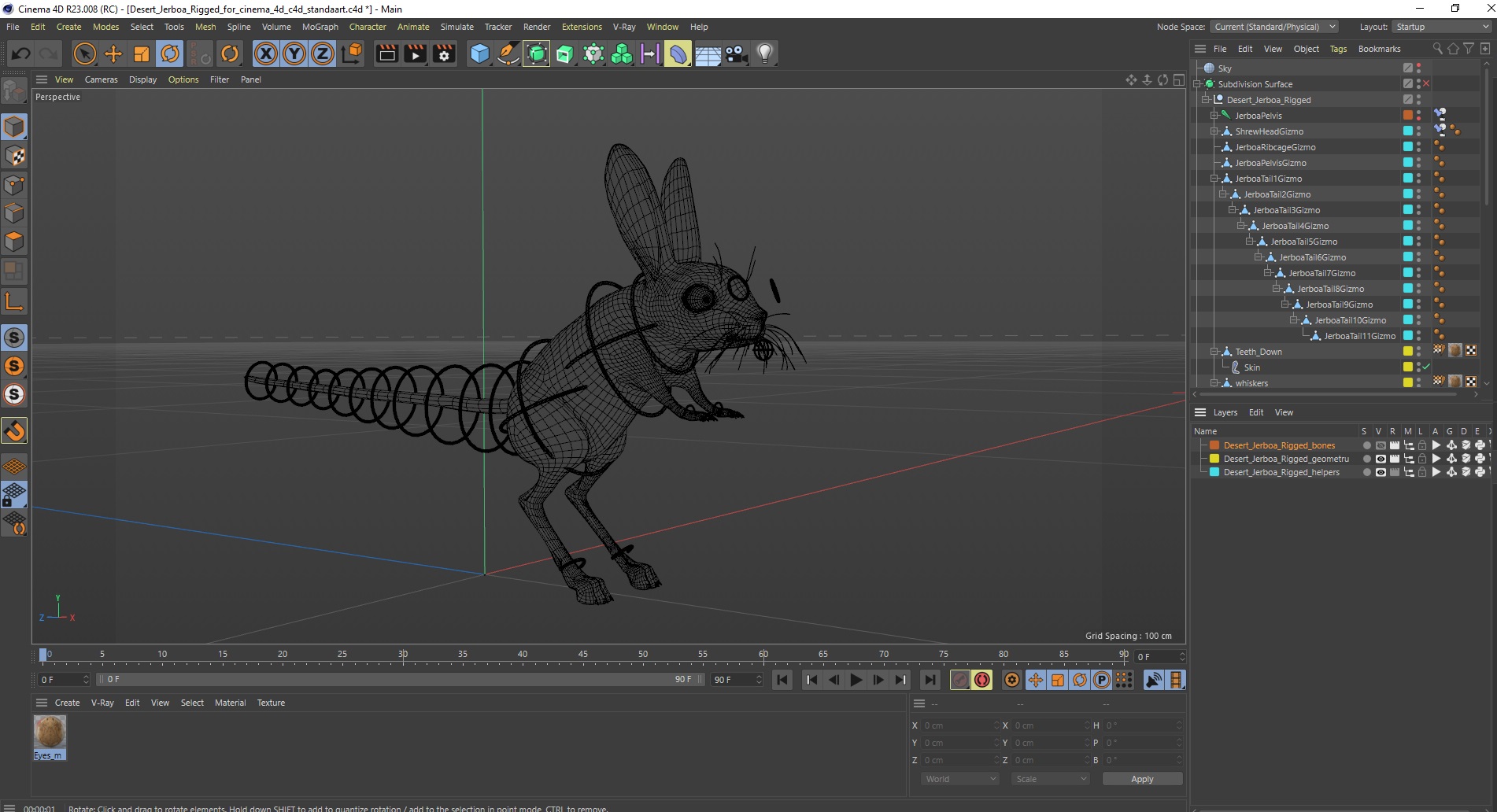 Desert Jerboa Rigged for Cinema 4D 3D model