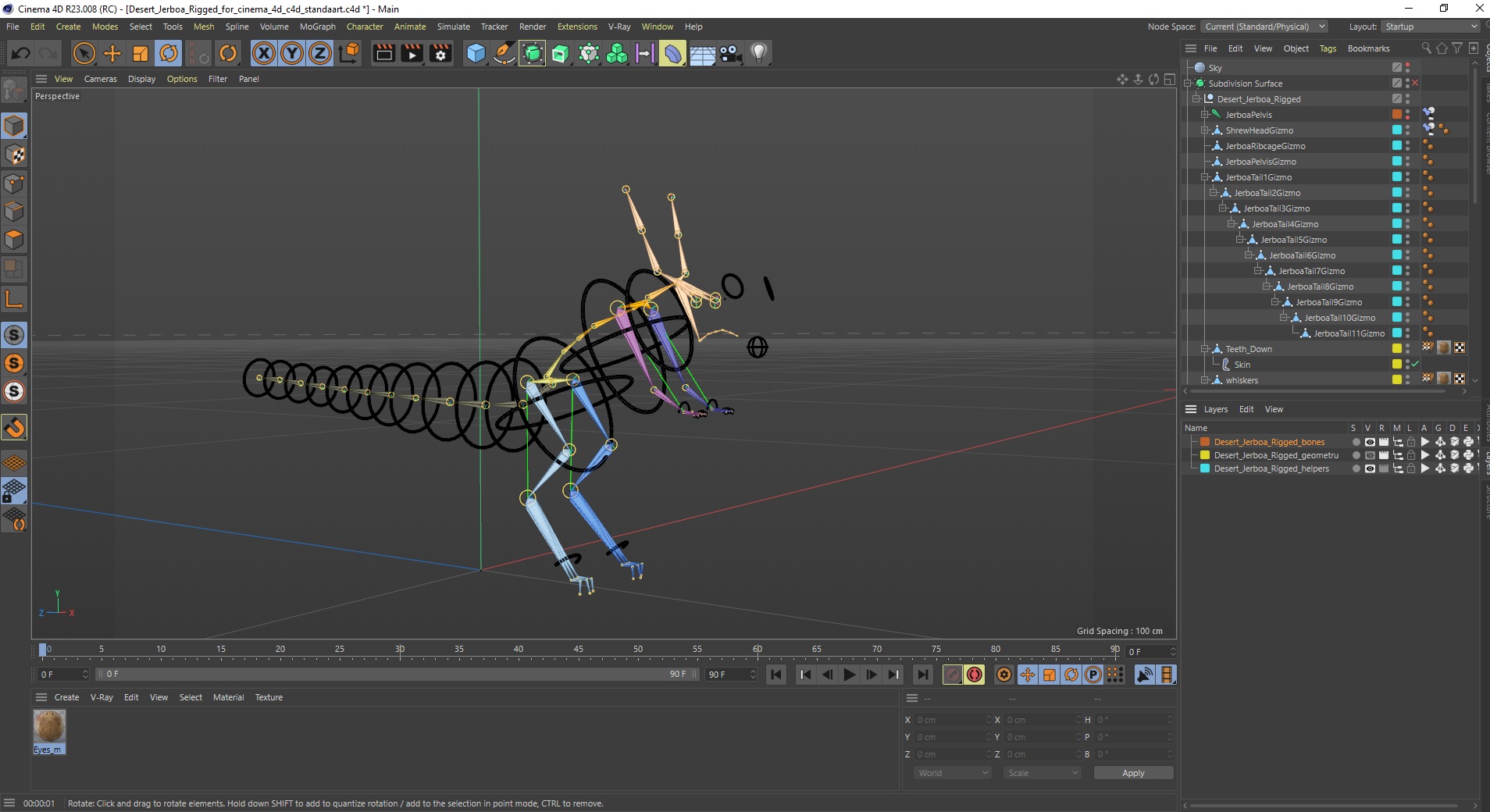 Desert Jerboa Rigged for Cinema 4D 3D model