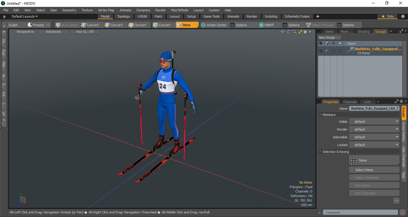 3D Biathlete Fully Equipped USA Team Neutral Pose