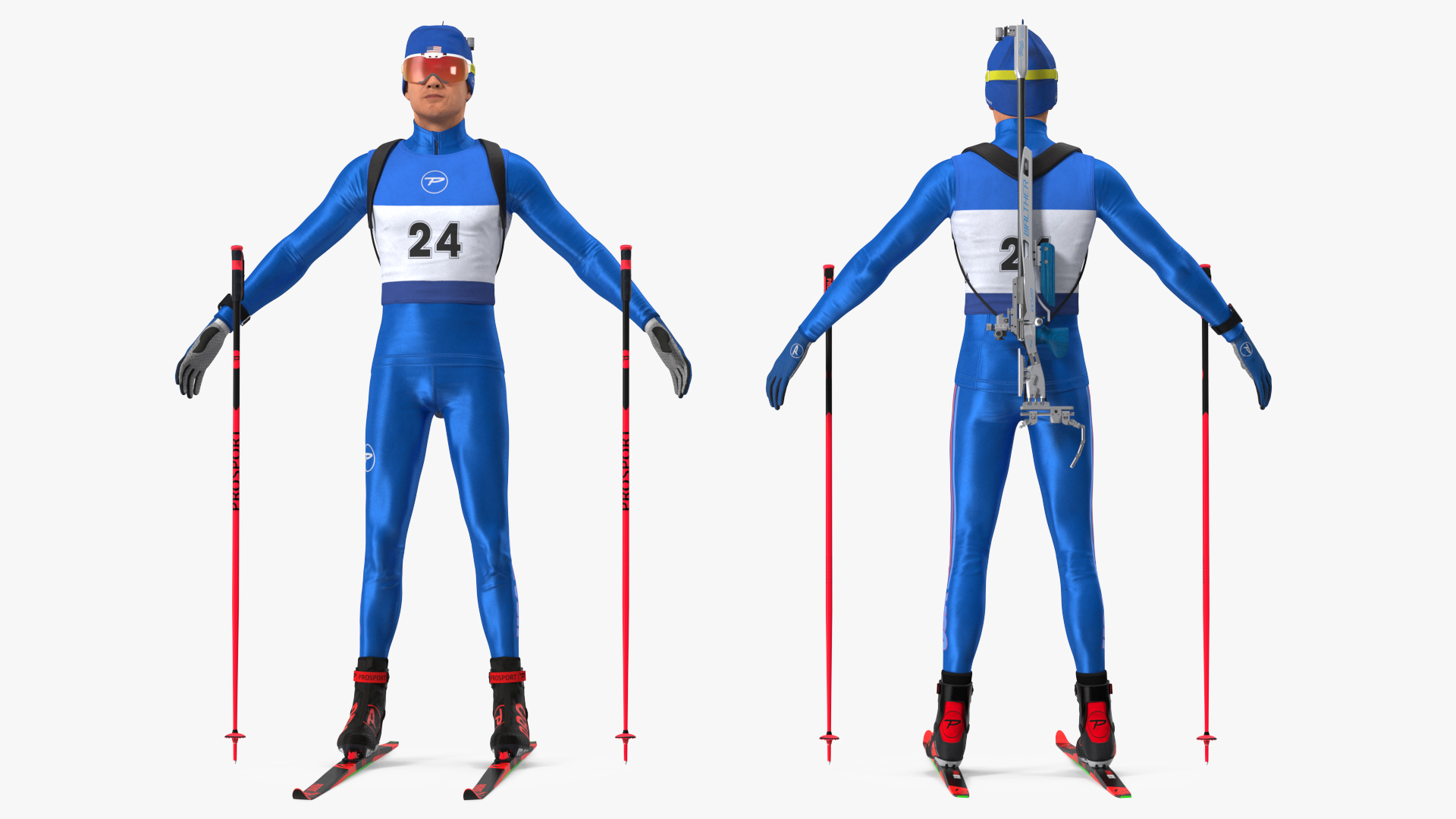 3D Biathlete Fully Equipped USA Team Neutral Pose