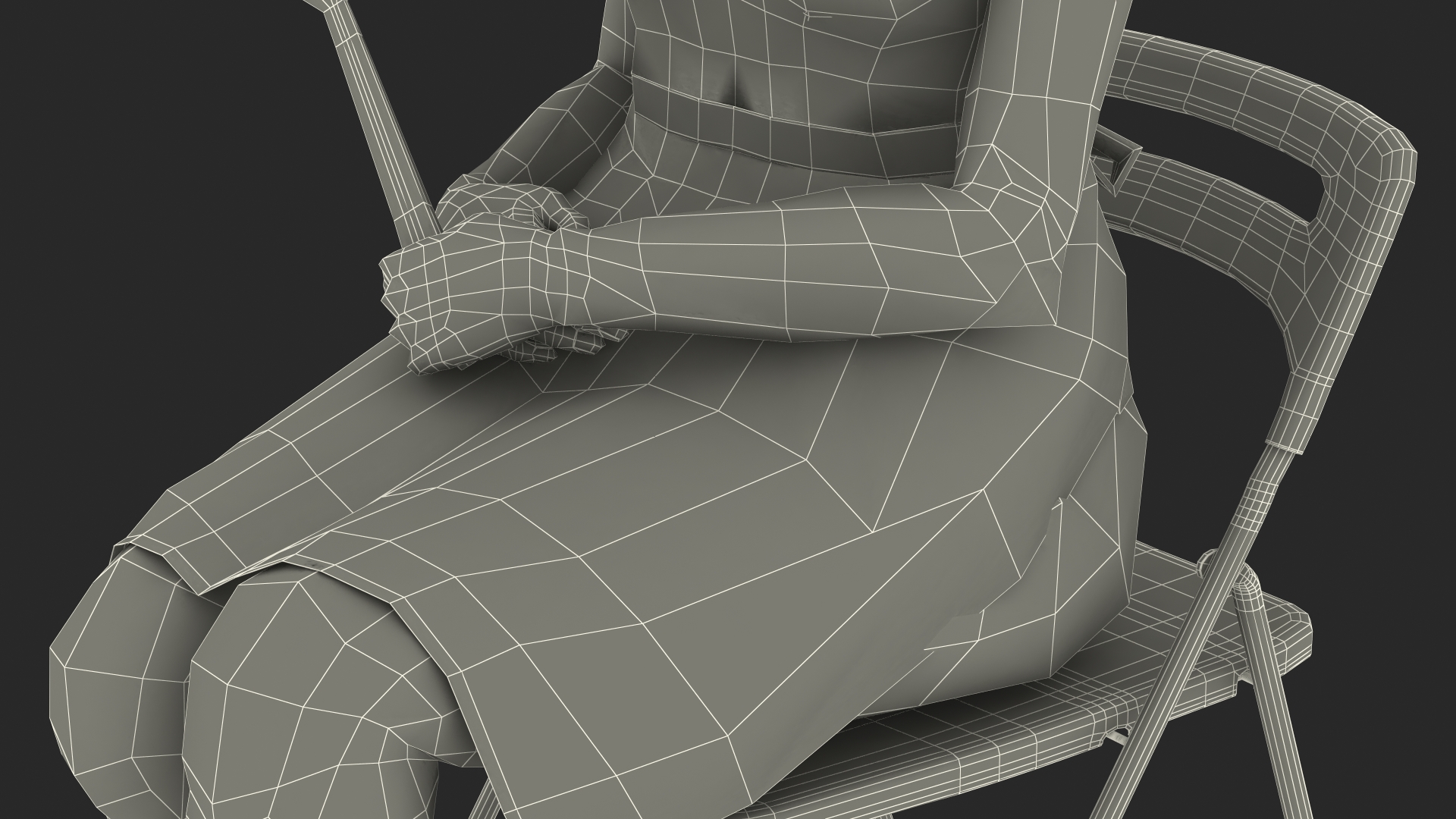 3D Cook Style Asian Old Lady Sitting model