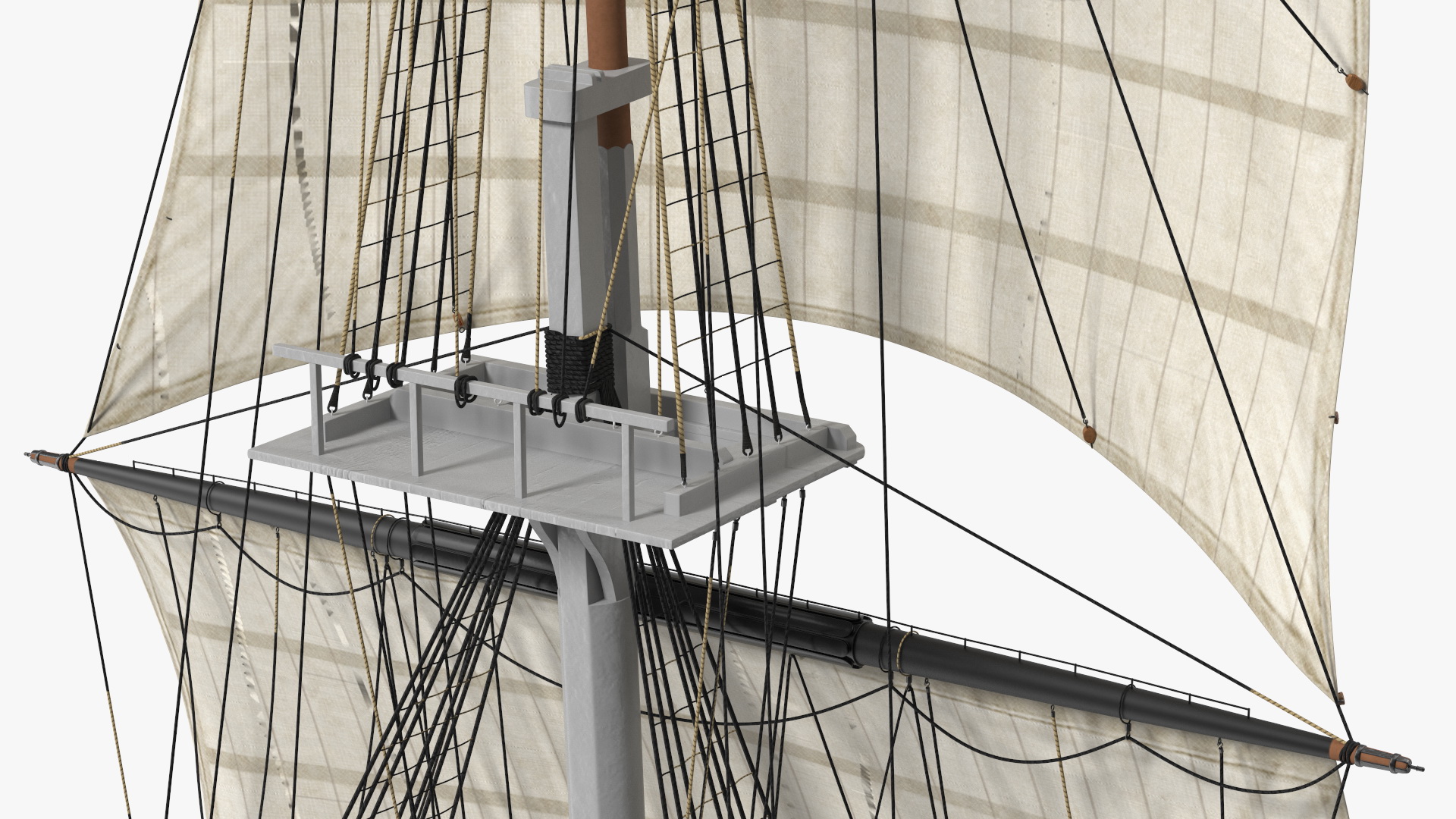 3D Foremast Raised Sails