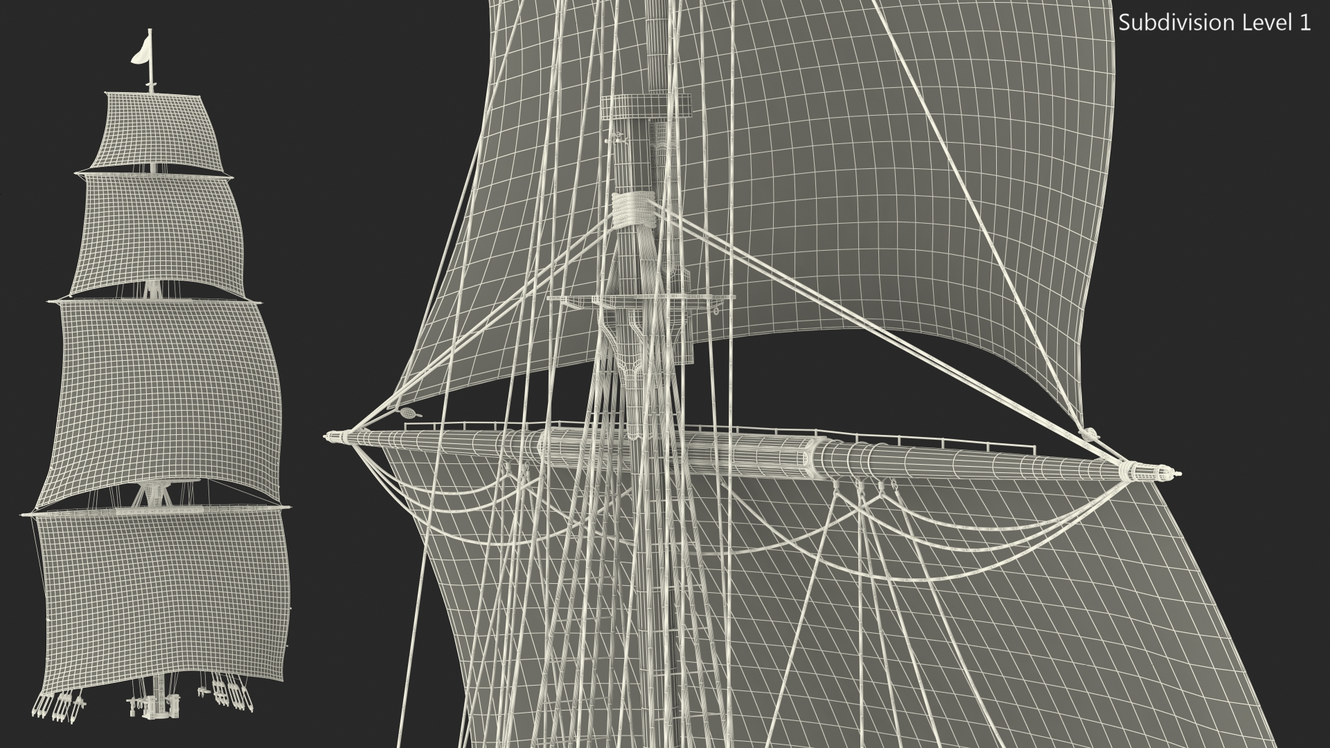 3D Foremast Raised Sails