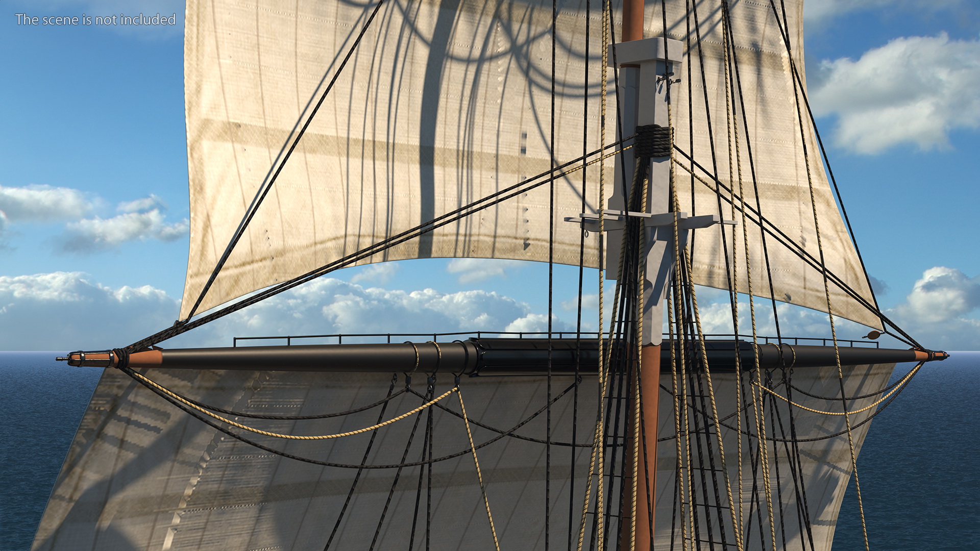 3D Foremast Raised Sails