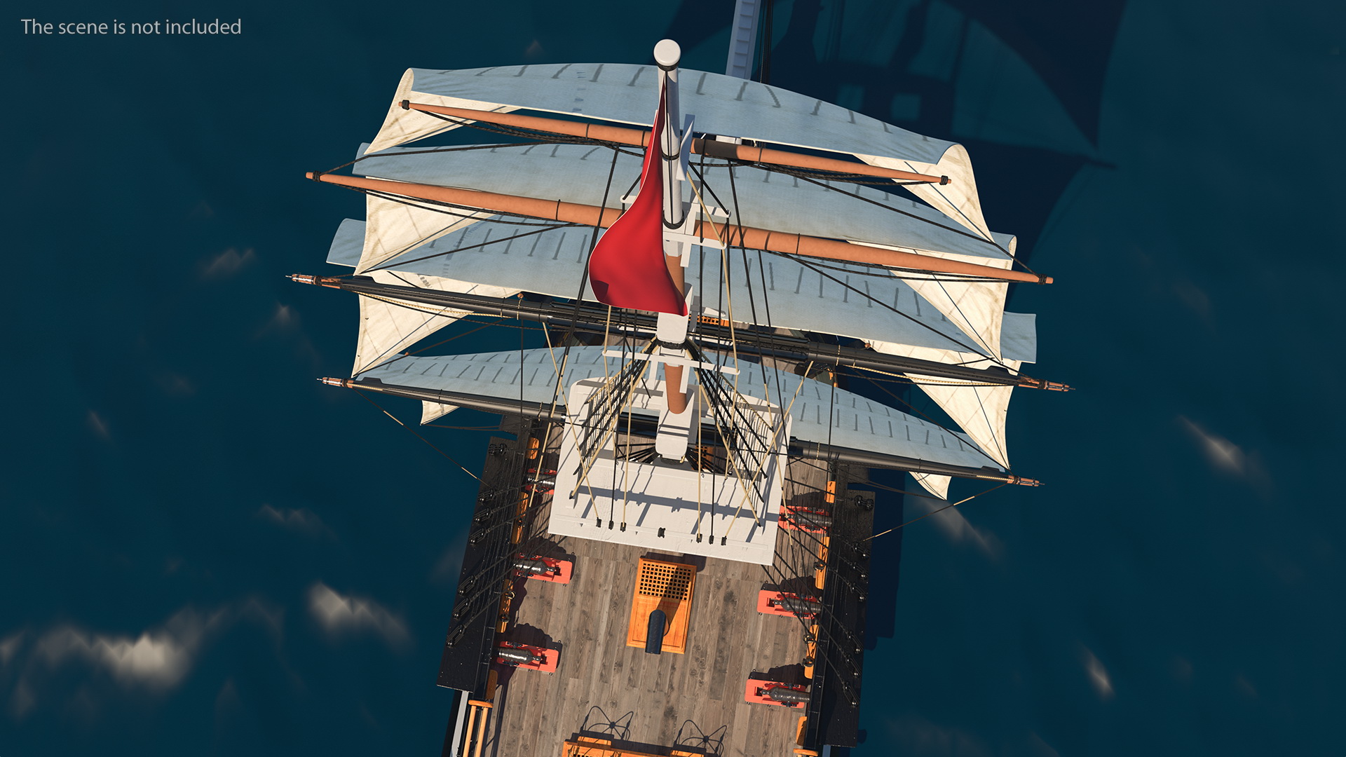 3D Foremast Raised Sails