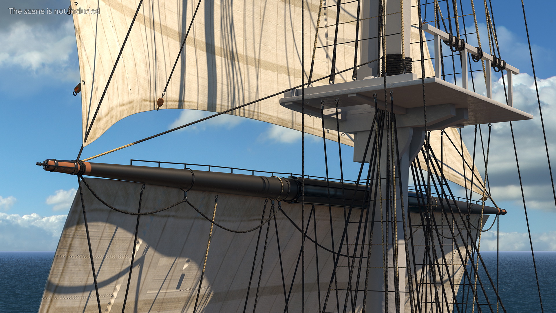 3D Foremast Raised Sails