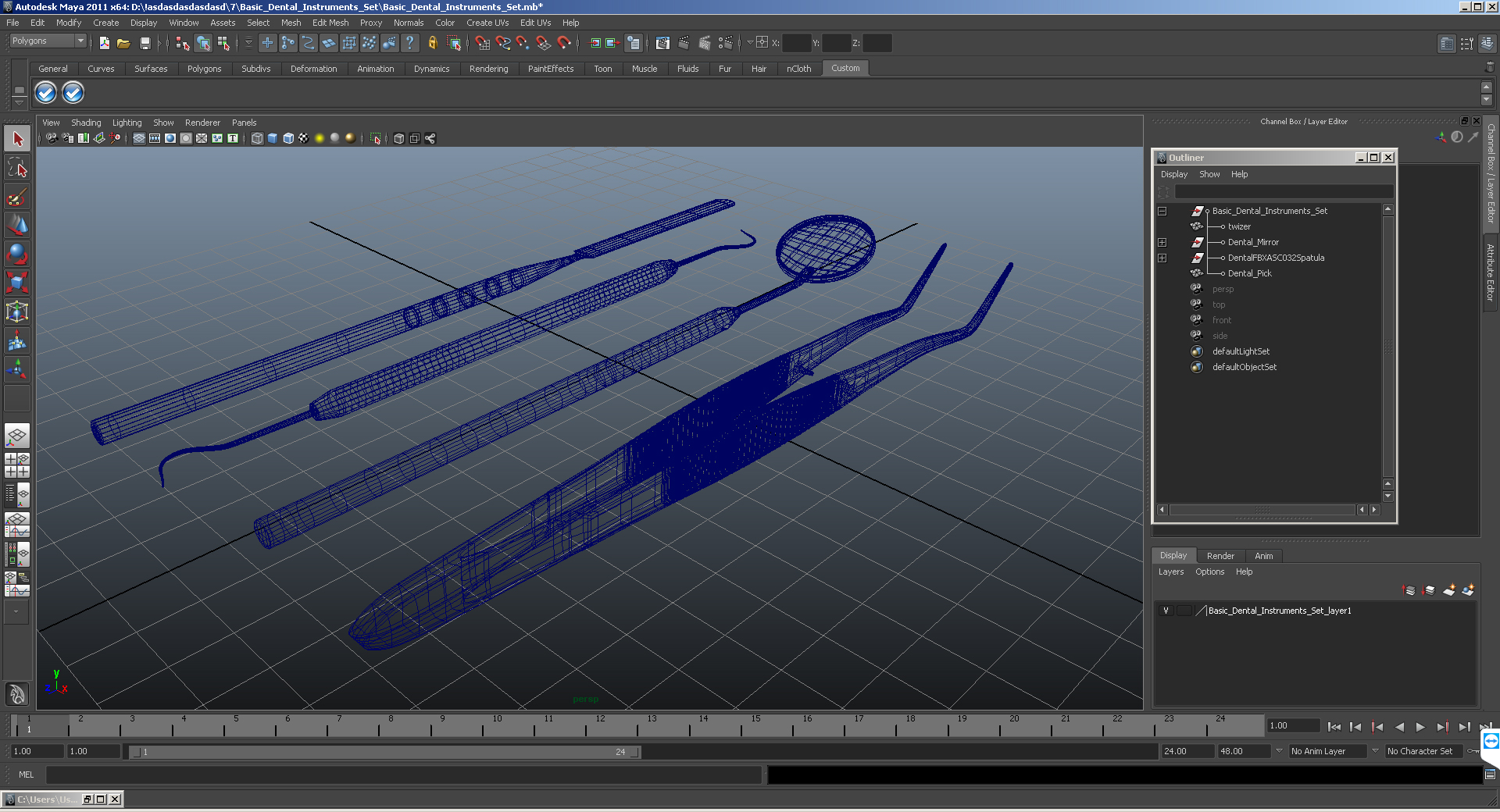 3D Basic Dental Instruments Set model