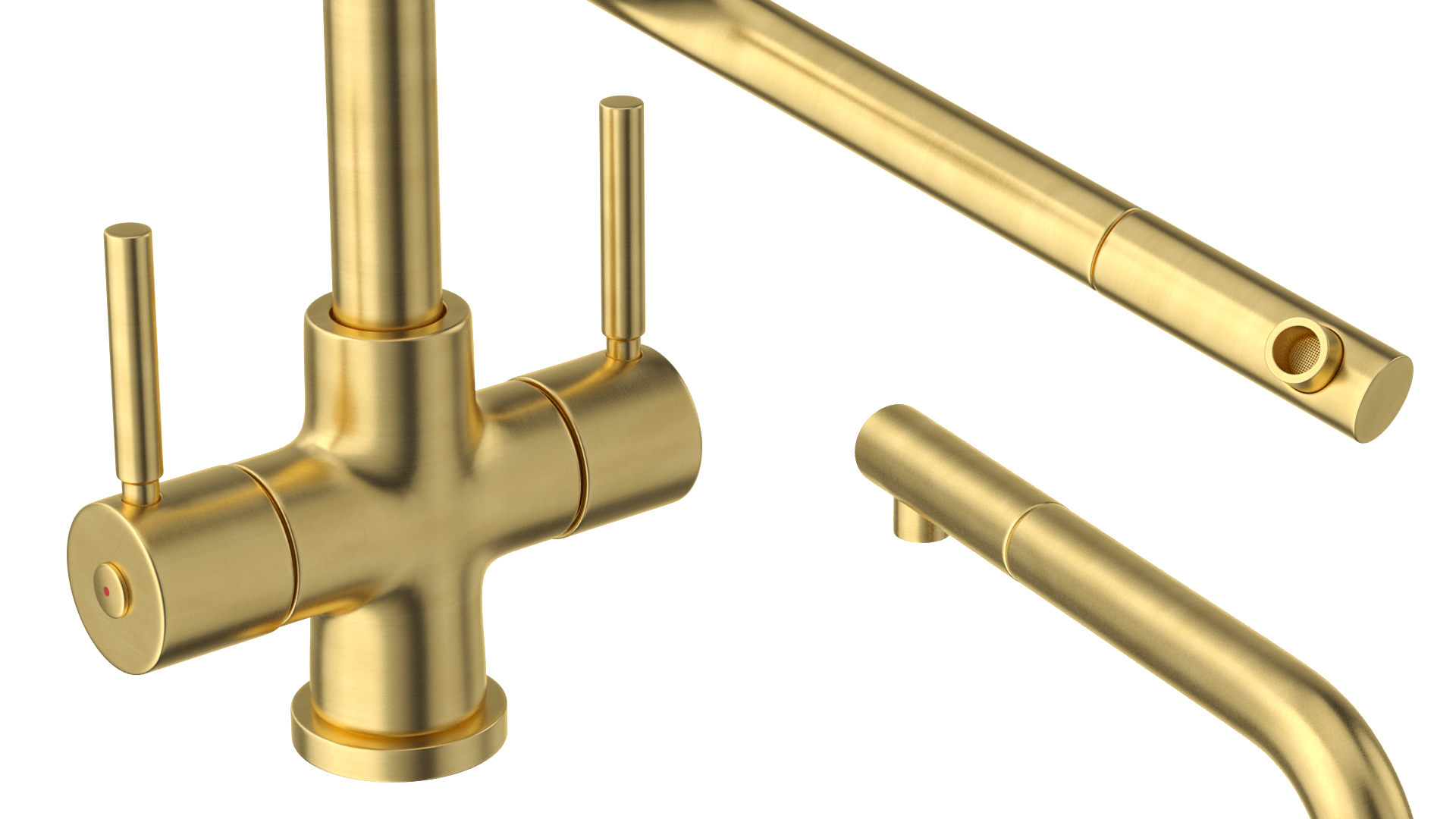 Angular Dual Lever Sink Mixer Tap Brass 3D model