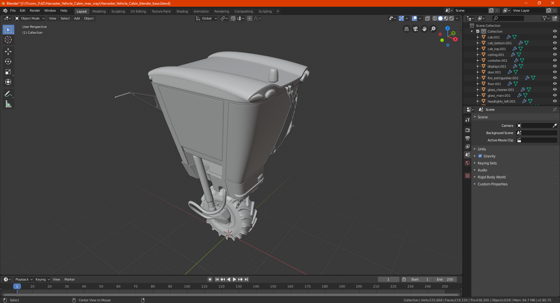 3D Harvester Vehicle Cabin model