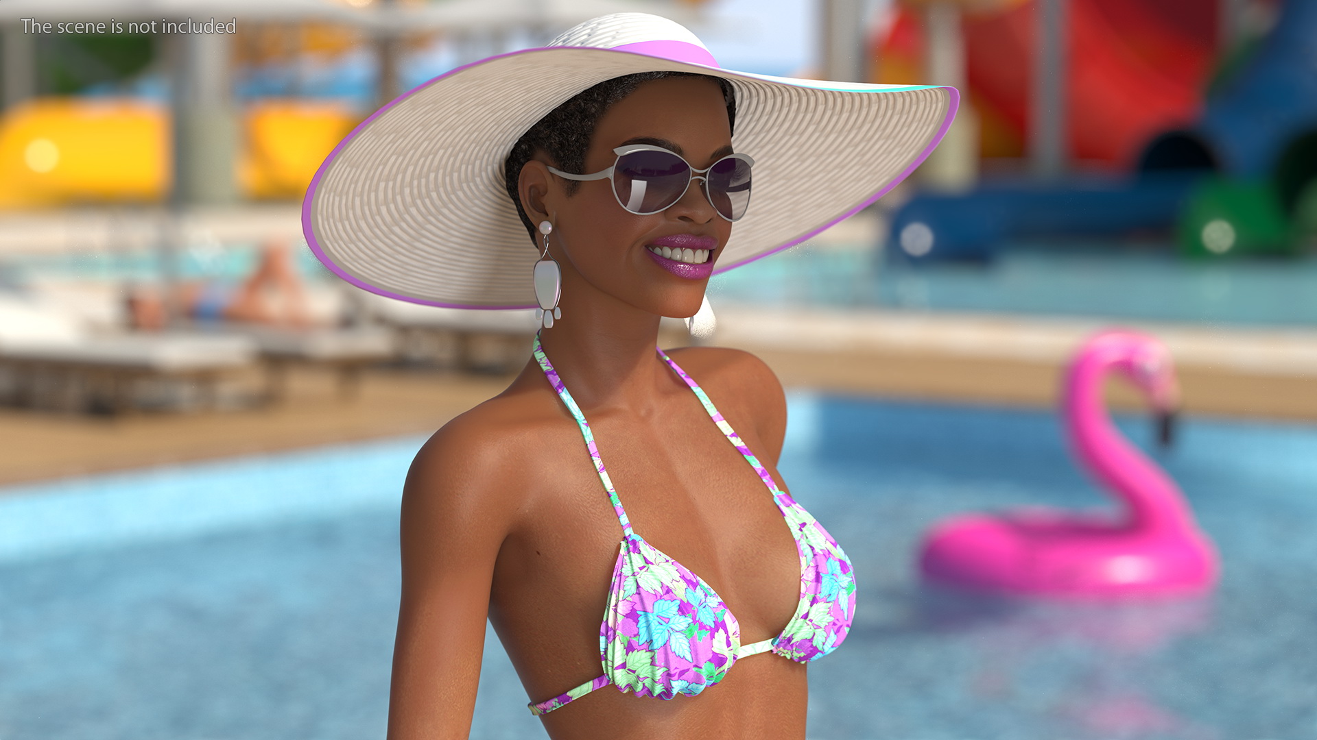 3D Light Skin Bikini Girl Standing Pose