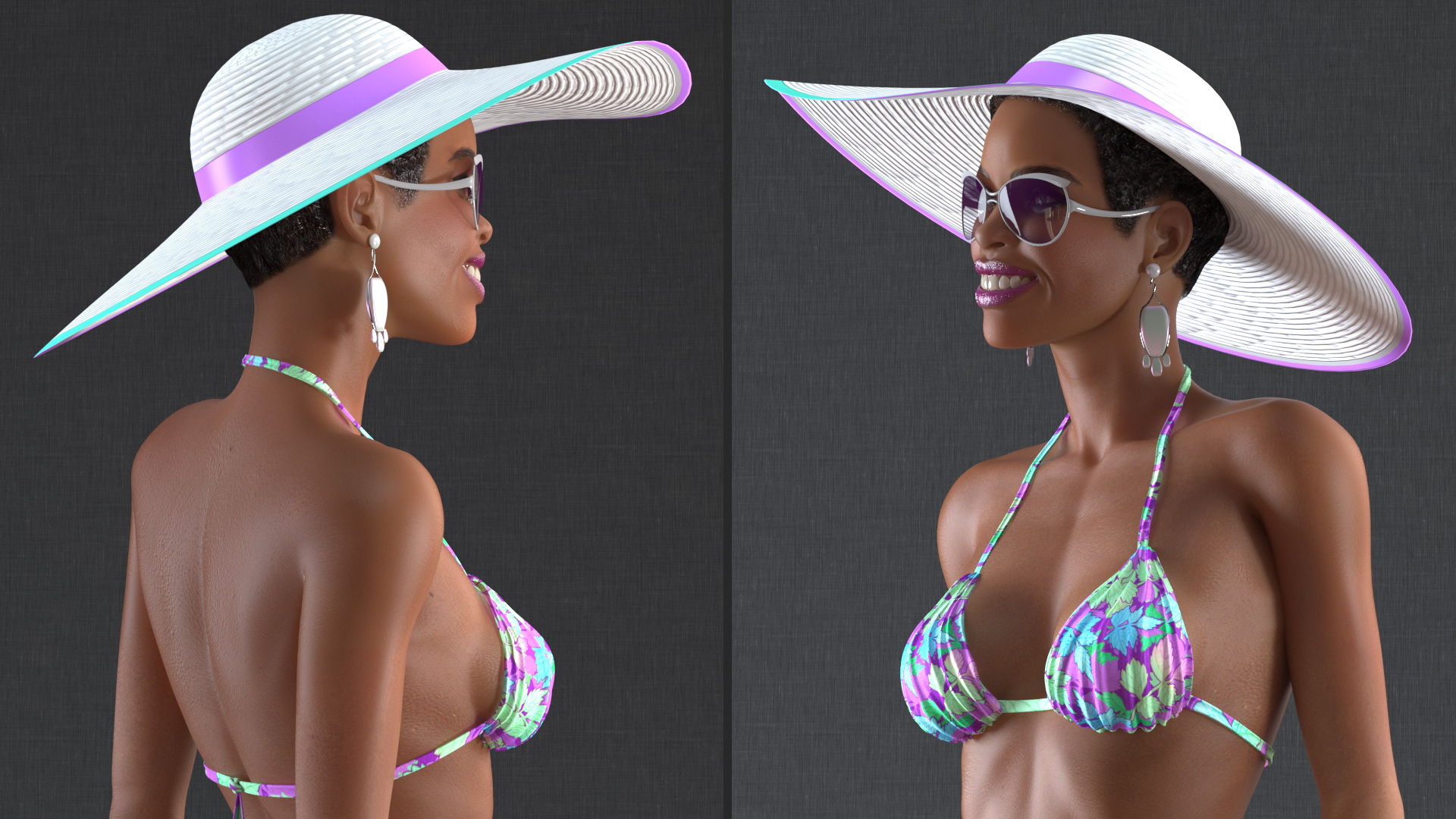 3D Light Skin Bikini Girl Standing Pose