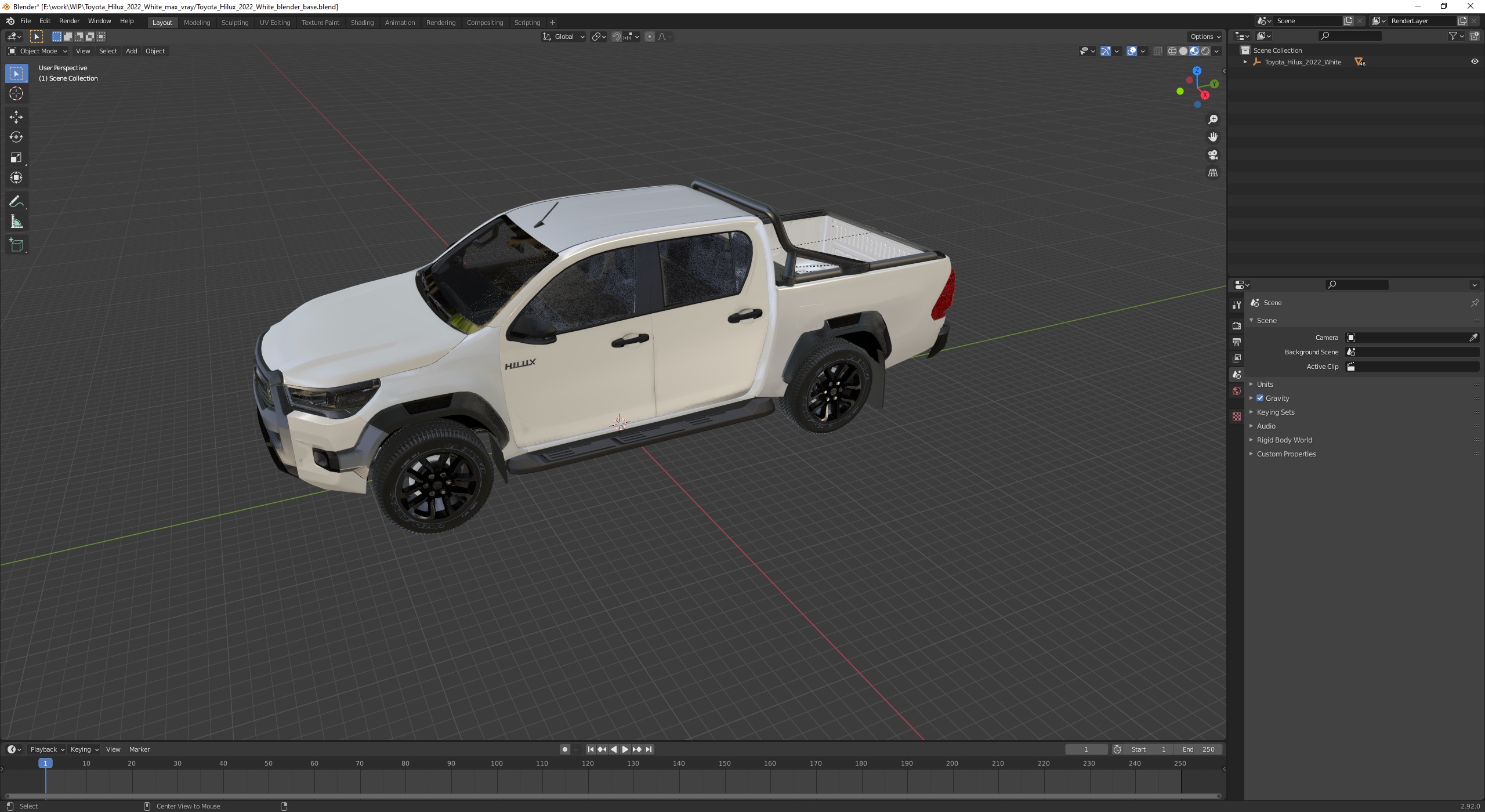 3D Toyota Hilux 2022 White model